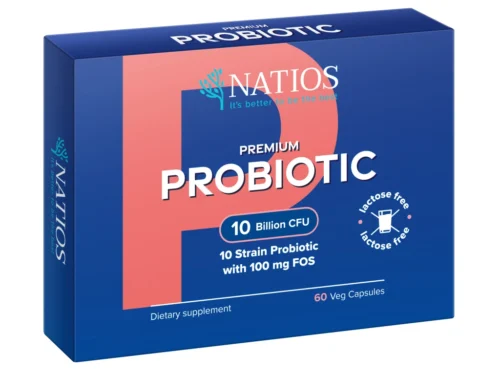 NATIOS Premium Probiotic, Probiotika s FOS, 10 miliard CFU, 10 kmenů, 60 veg kapslí
