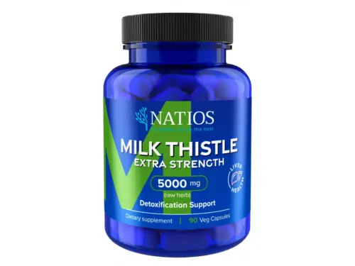 NATIOS Milk Thistle Extract, Ostropestřec, 5000 mg, Extra Strength, 90 veganských kapslí